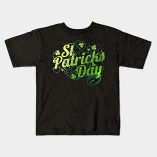 Shamrocks And Ornaments Logo For St Patricks Day Kids T-Shirt